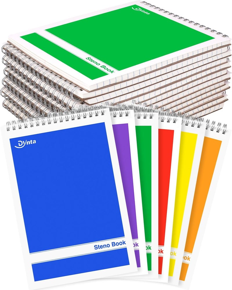 Dynta Steno Pads 6x9 Spiral Notebooks Bulk 18 Pack Note Pads 60 Sheets 6 Assorted Colors Gregg Rule Writing Paper, Steno Notebooks for Students Teachers Men Women Professionals - Image 1